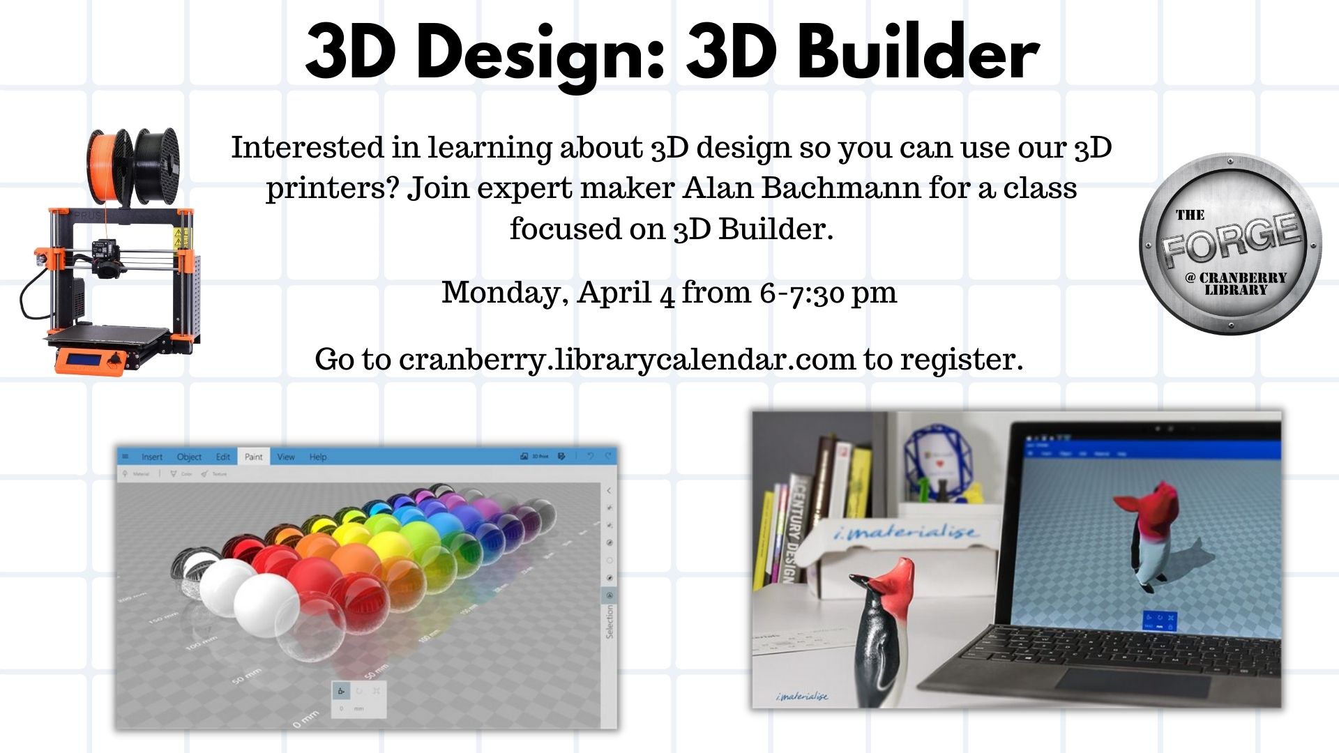 Flyer for 3D Design 3D Builder class