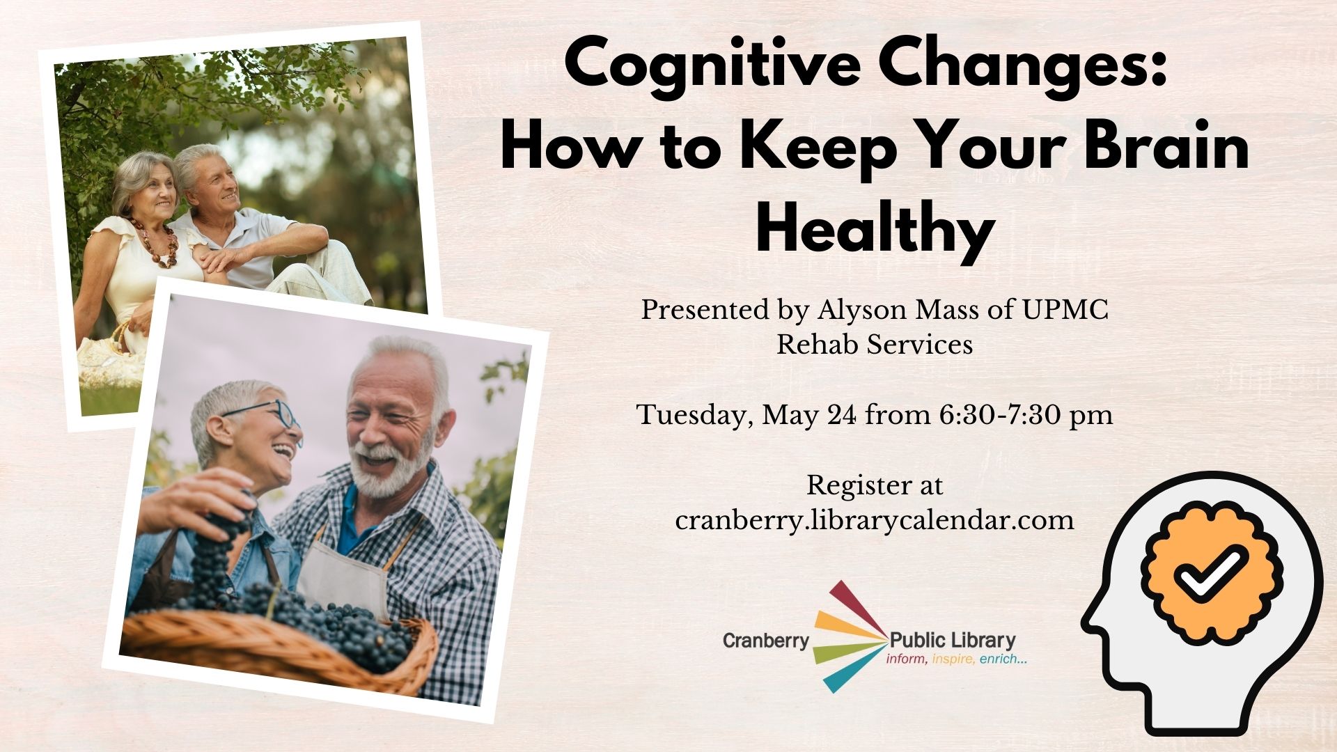 Flyer for Cognitive Changes program with photos of happy older people