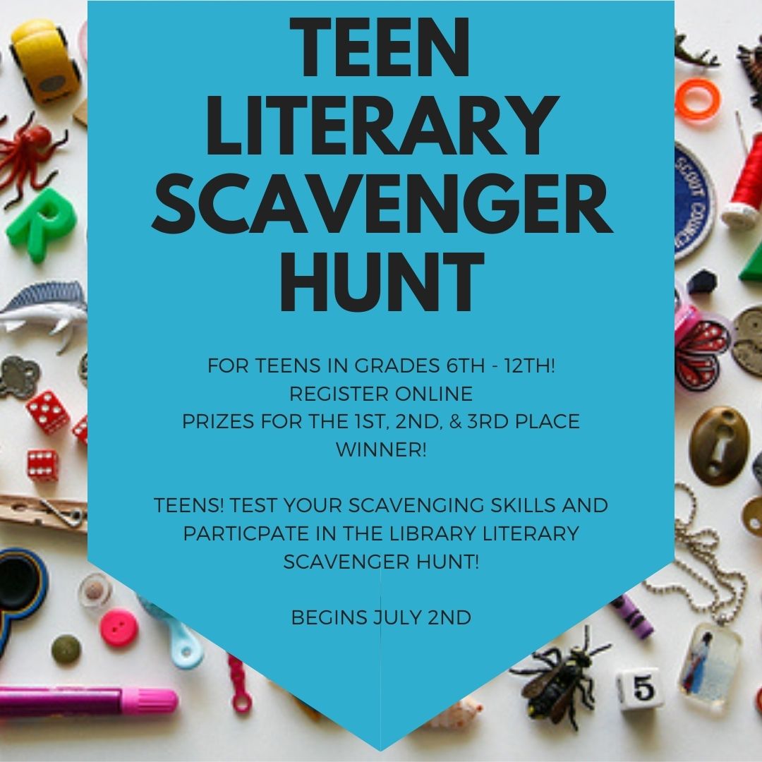 Flyer for Teen Literary Scavenger Hunt