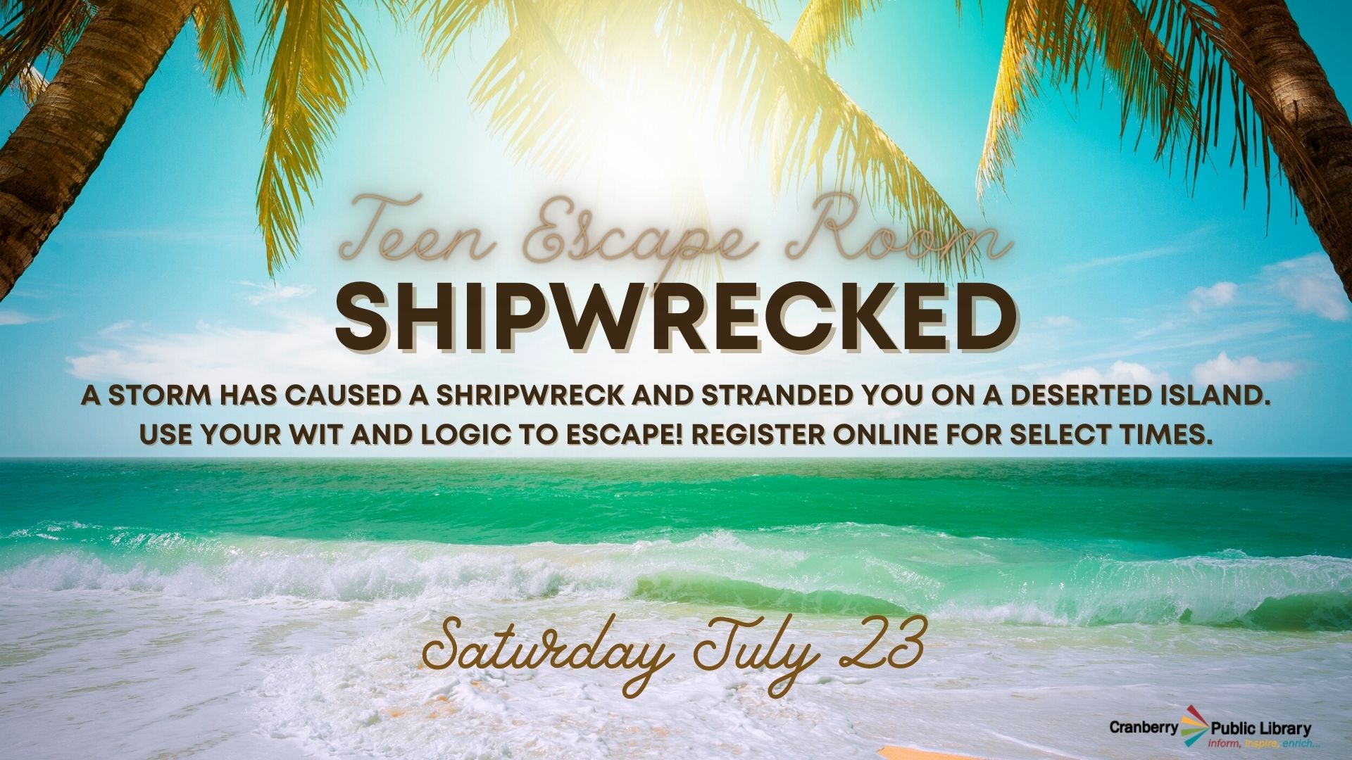 Flyer for Teen Escape Room - Shipwrecked