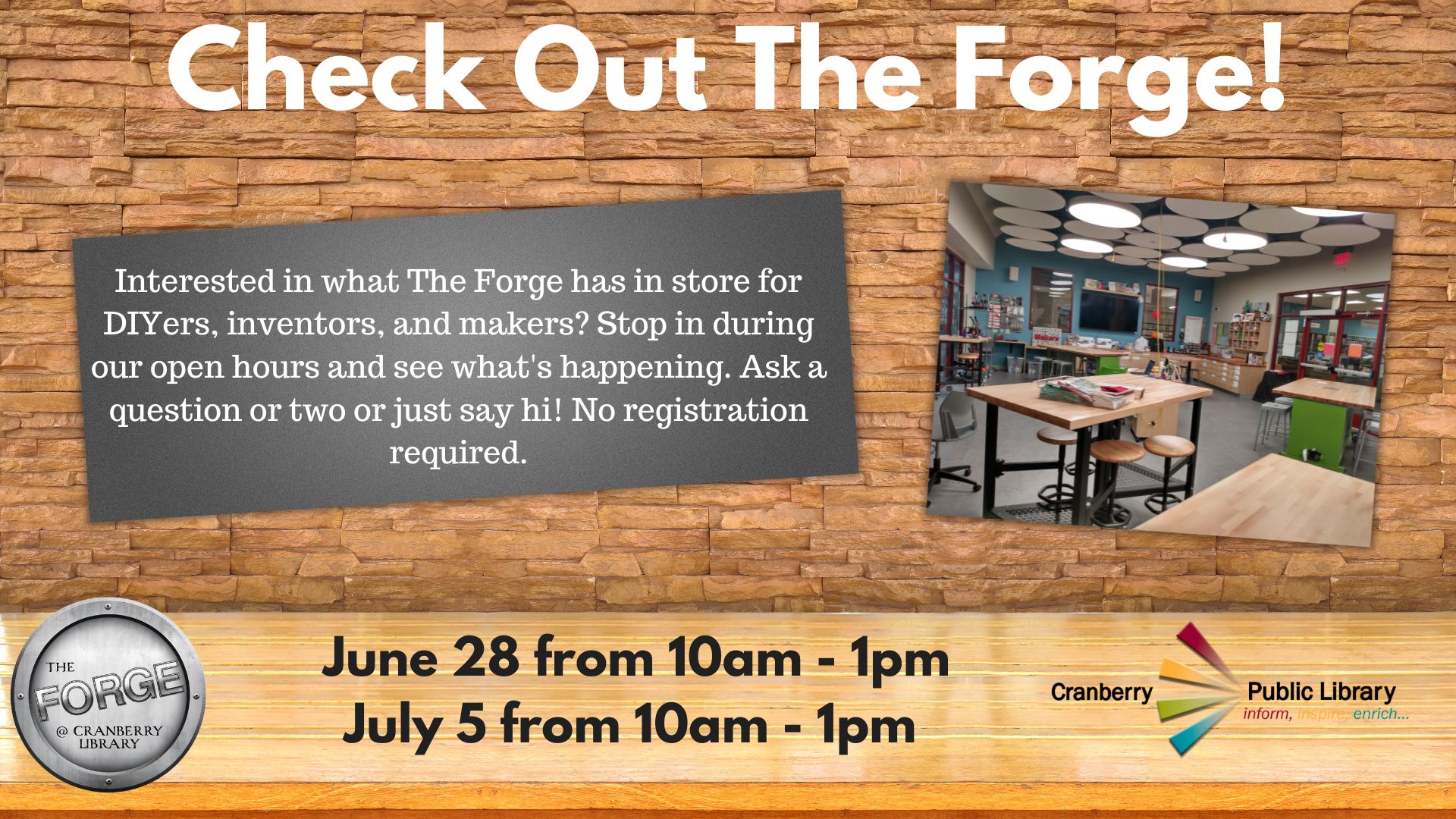 Flyer for Check Out the Forge open house