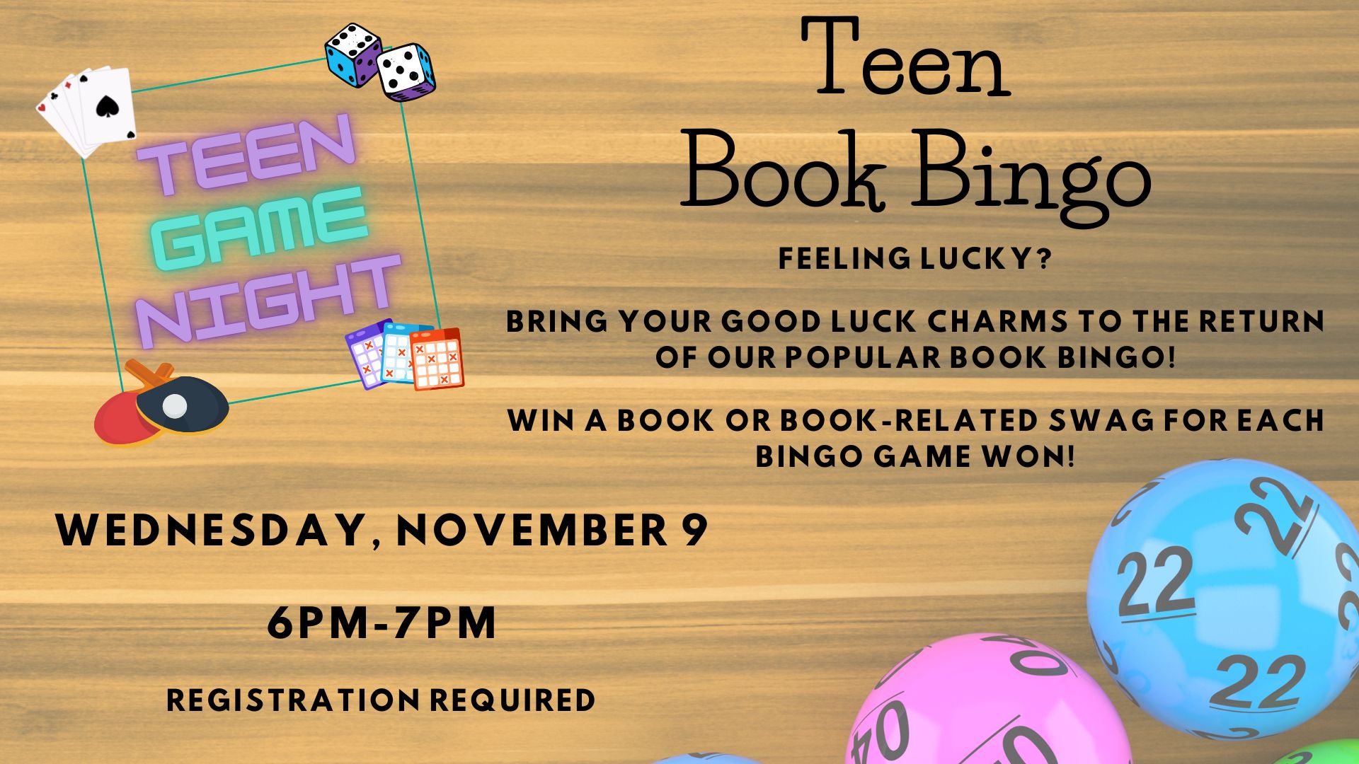 Flyer for Teen Book Bingo