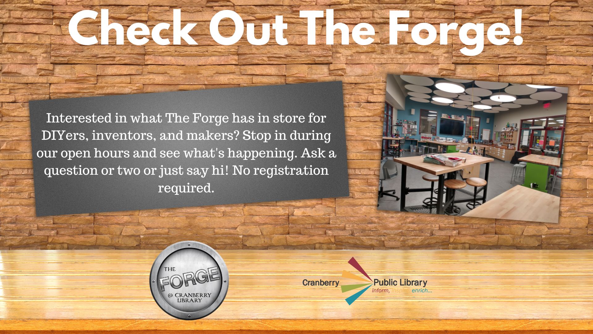 Flyer for Check Out The Forge open house