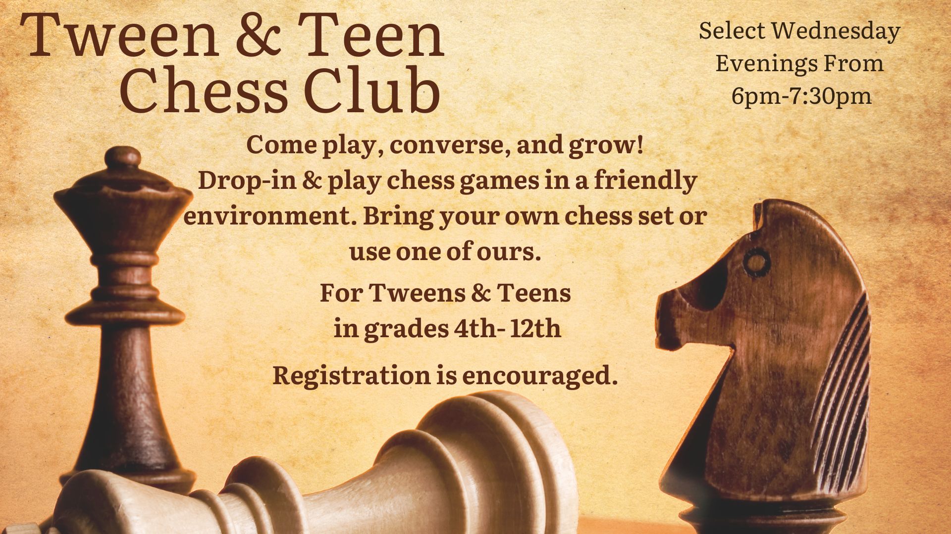 Flyer for Tween/Teen Chess Club