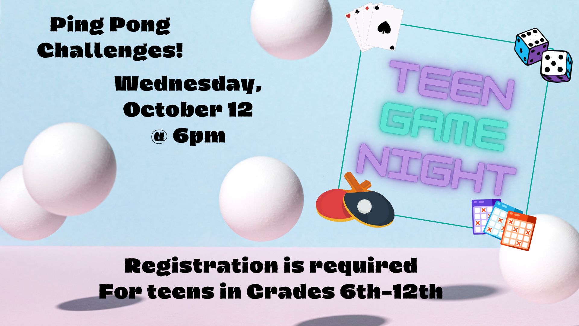 Flyer for Teen Game Night - Ping Pong Challenges