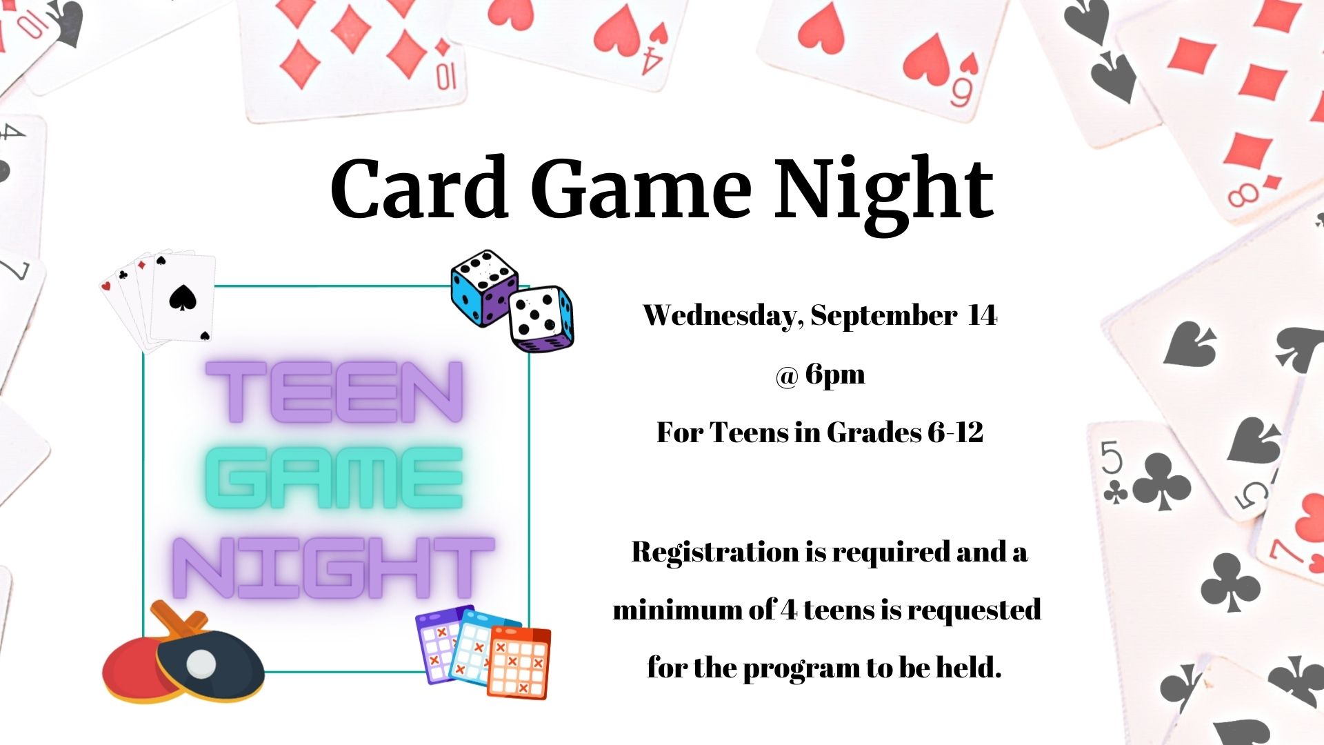 Flyer for Teen Game Night - Cards