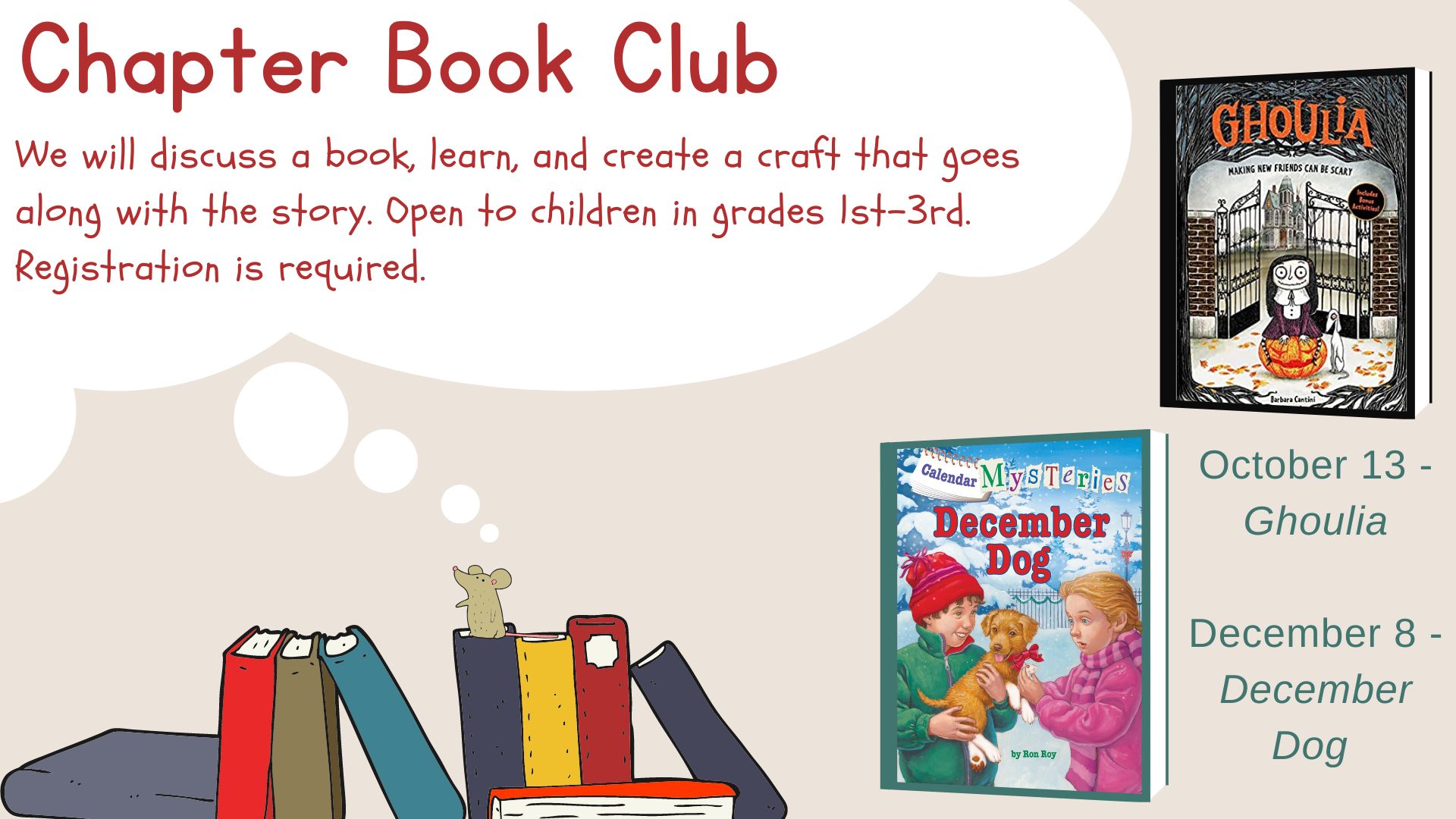 Flyer for Kids Chapter Book Club