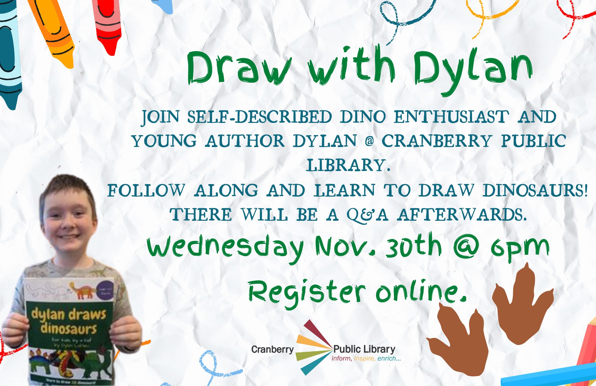 Flyer for Draw with Dylan program 