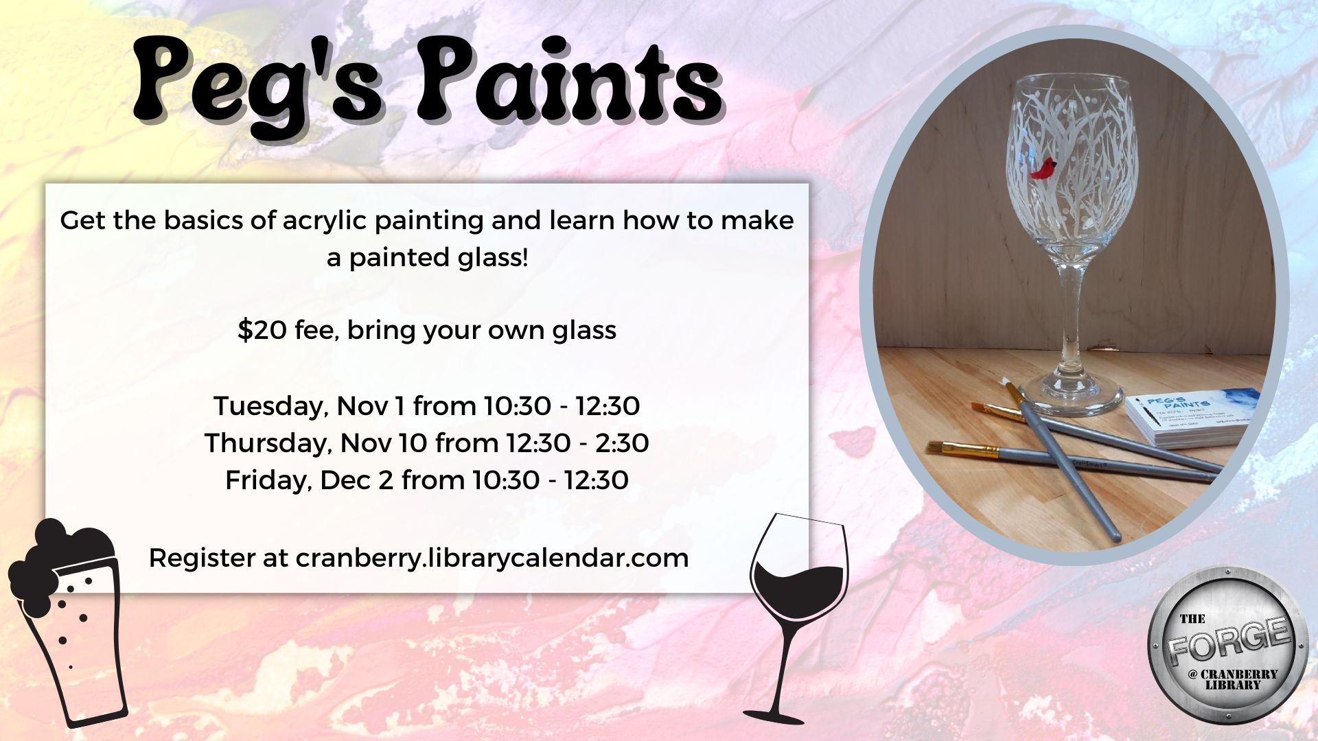 Flyer with a painted wine glass