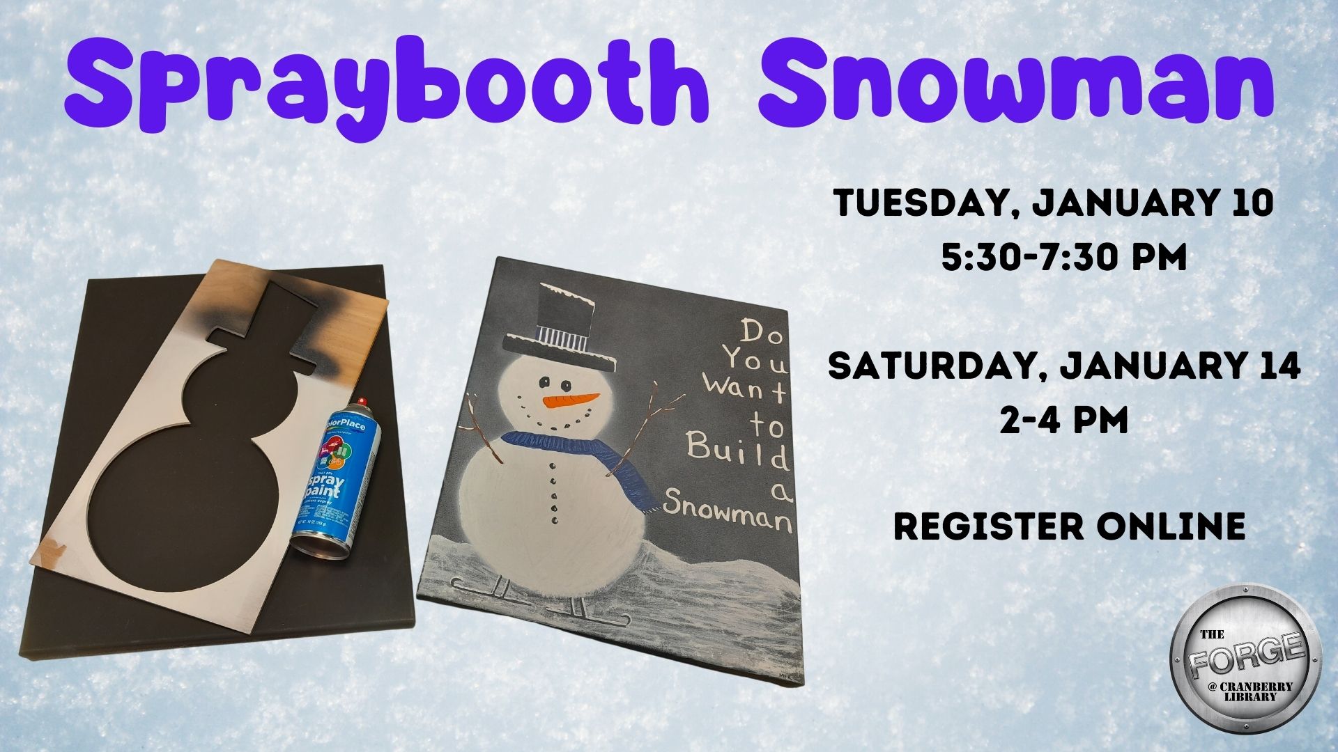 Flyer with a photo of a snowman painting