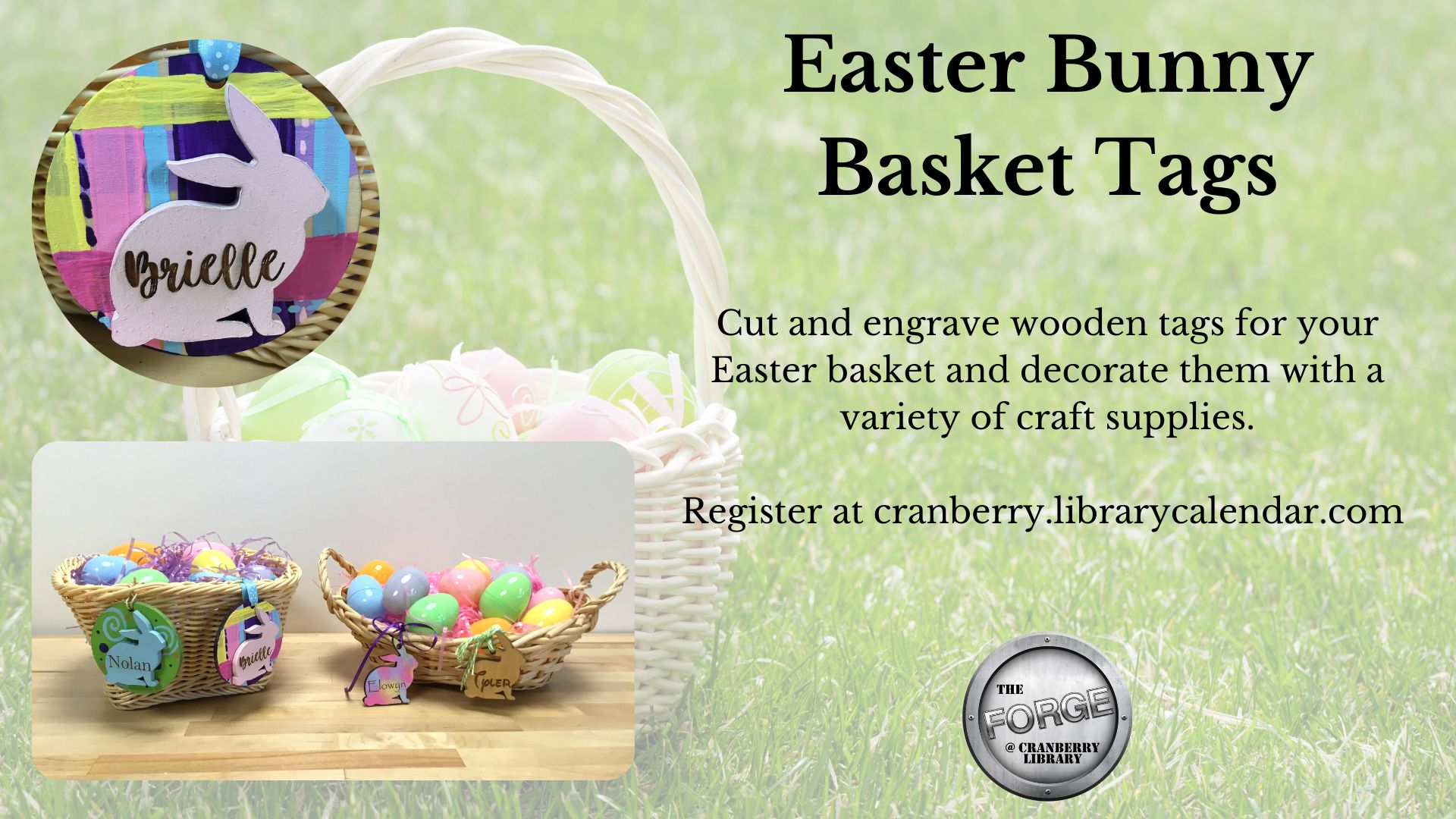 Flyer for Easter Bunny Basket Tags program