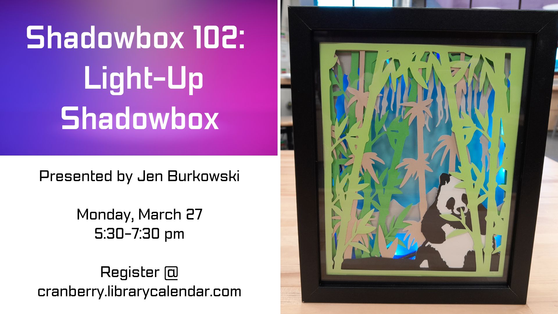 Flyer with an image of a light-up shadowbox