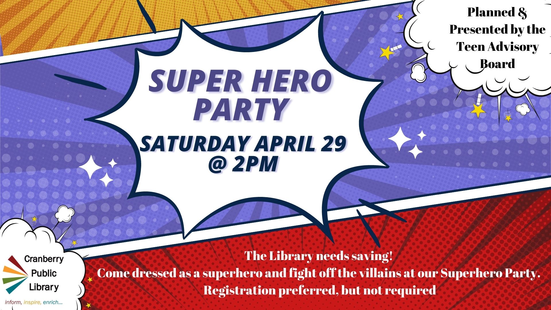 Flyer for Superhero Party