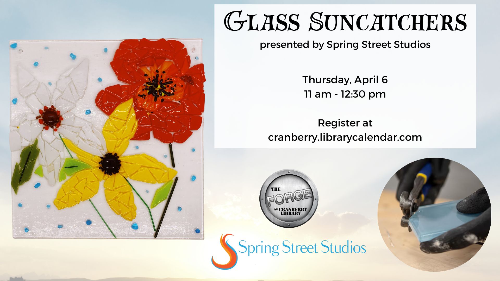 Flyer with an image of a glass suncatcher