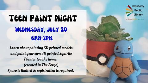 Flyer for Teen Paint Night
