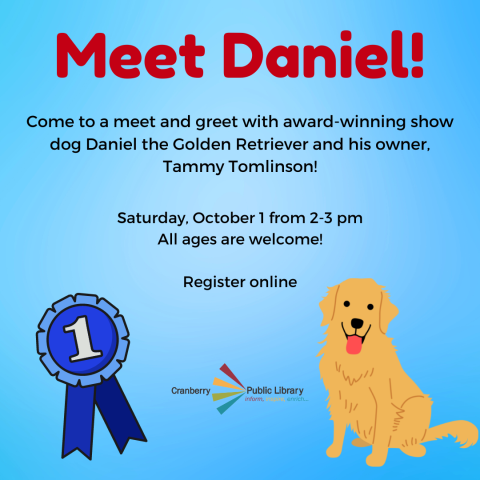 Flyer for Daniel the Golden Retriever Meet and Greet