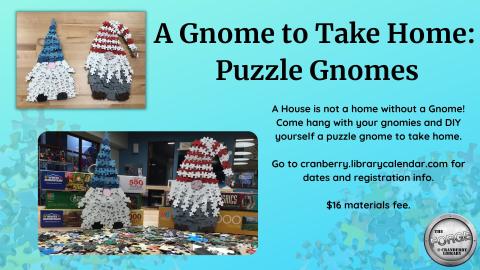 Flyer with Gnomes Made from puzzle pieces