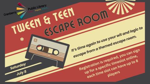 Flyer for Tween and Teen escape room