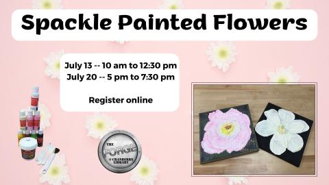 Flyer with image of spackle painted flowers