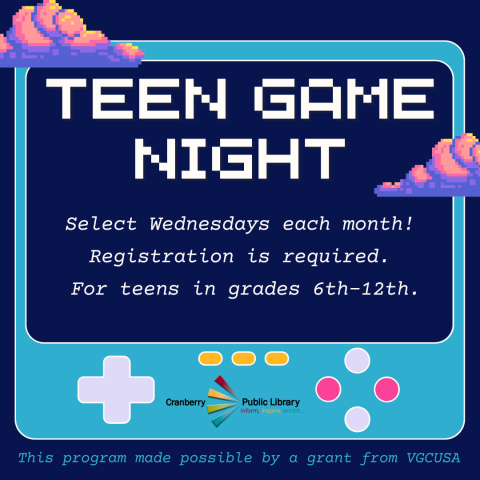 Teen Game Night with VGCUSA Sponsor