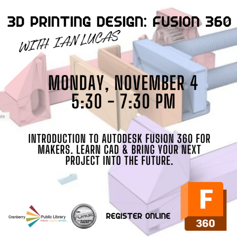 Fusion 360 for Makers 3D Printing Design Flyer