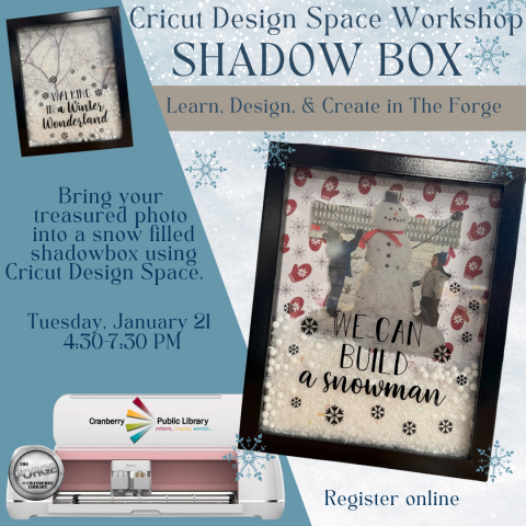 Cricut Design Space Workshop: Winter-Themed Shadowbox Flyer