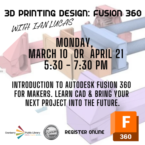 Fusion 360 for Makers 3D Printing Design Flyer