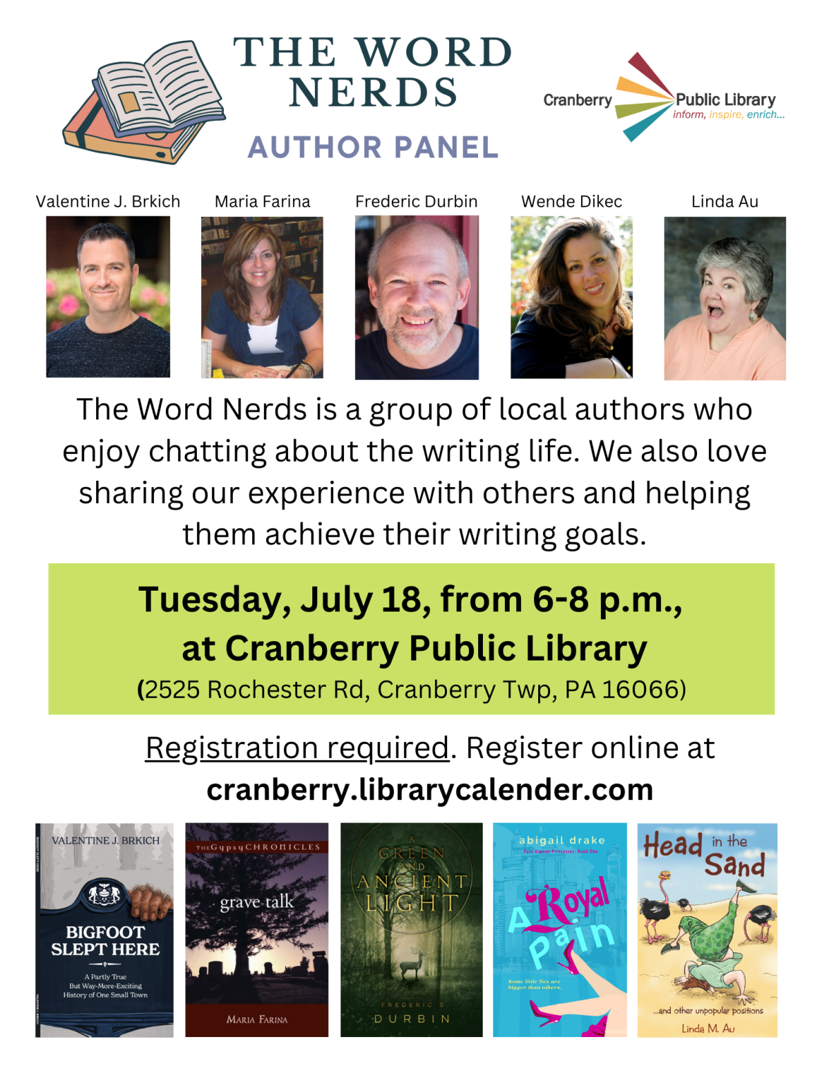 Flyer for The Word Nerds Author Panel