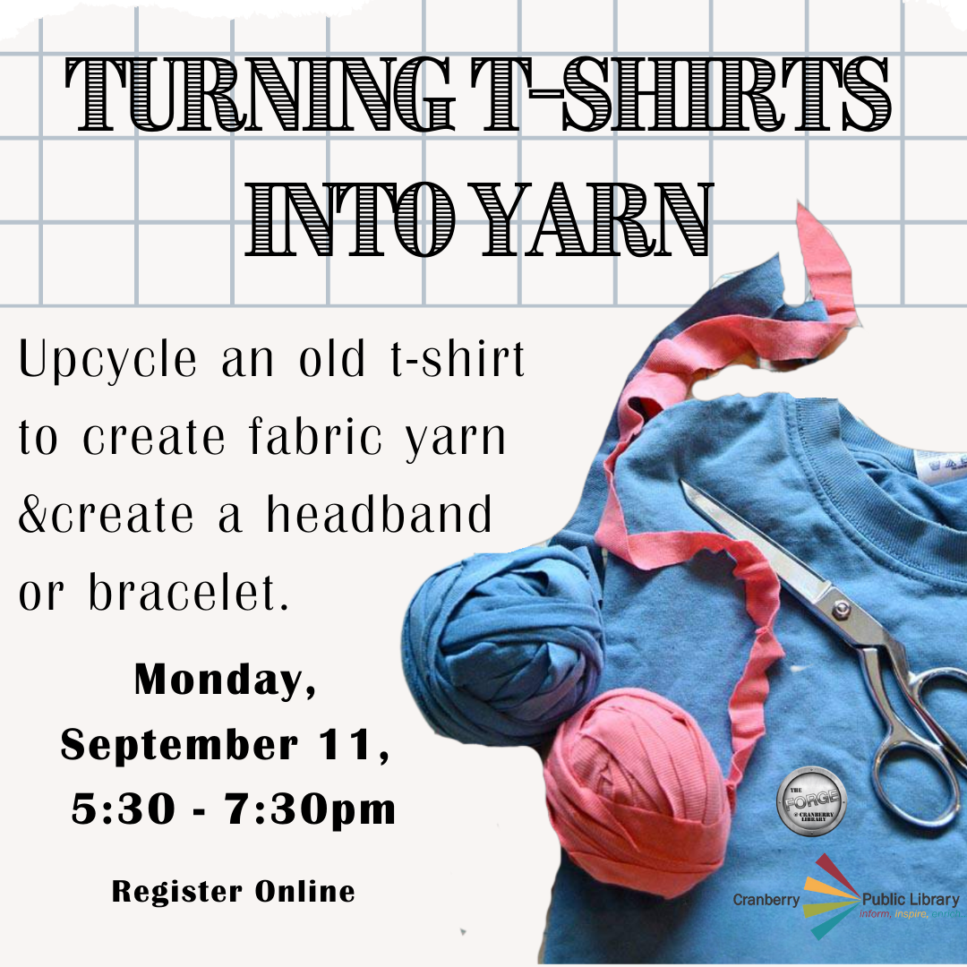 Flyer for T-shirt yarn with image of yarn and a tshirt