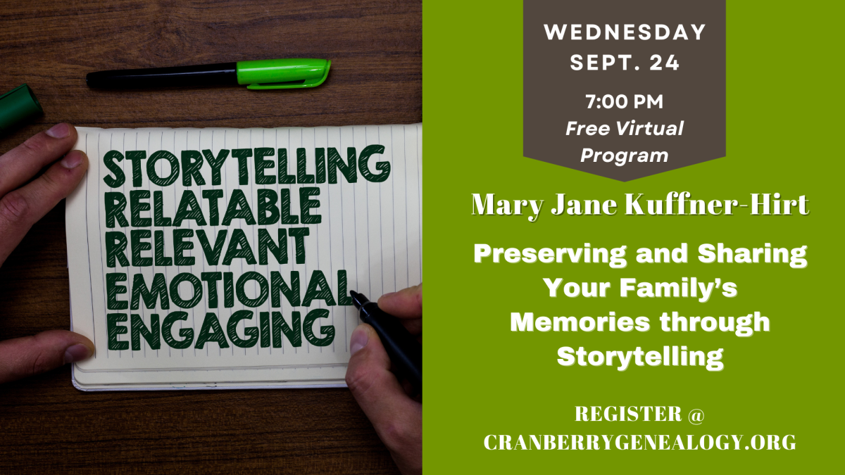 Preserving and Sharing your Family's Memories Through Storytelling Flyer 